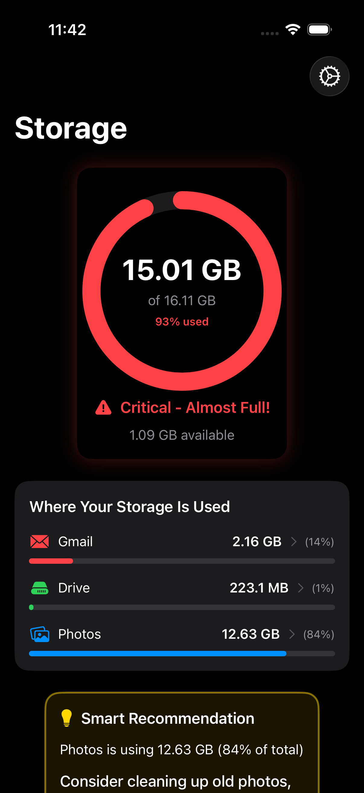 CloudSpaceCleaner Storage Dashboard